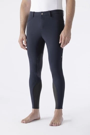 Męskie bryczesy Equiline Albertk lejem kolanowym X-Grip - granatowe