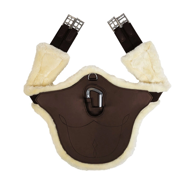 Kentucky anatomiczny popręg Sheepskin Anatomic Stud Girth z fartuchem z futrem - brązowy