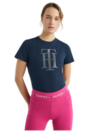 T-shirt Tommy Hilfiger Strass - granatowy